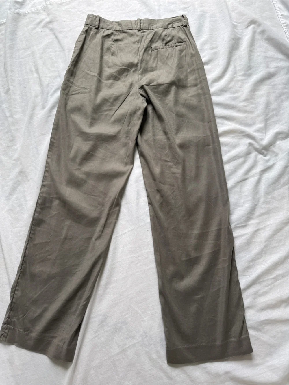 Babaton aritzia Olive-Green Pleated Wide Leg linen blend trousers 6 Read